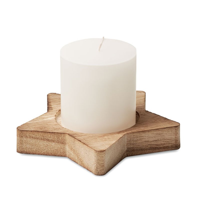 Candle on star wooden base — LOTUS