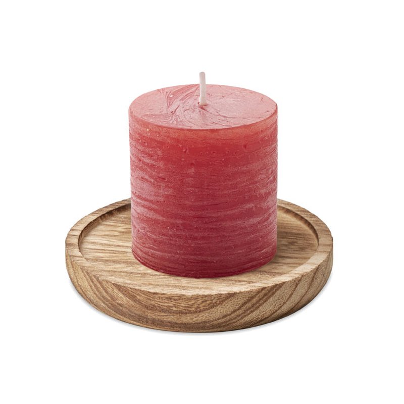 Candle on round wooden base — PENTAS