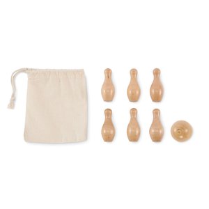 Mini pine wood bowling set