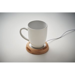 Bamboo mug warmer with USB