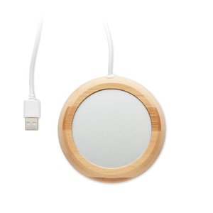 Bamboo mug warmer with USB