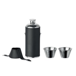 Hip flask with shot cups