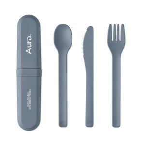 Cutlery set and case in PLA