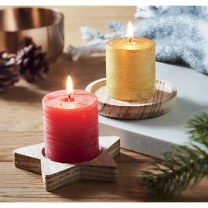 Candle on round wooden base — PENTAS