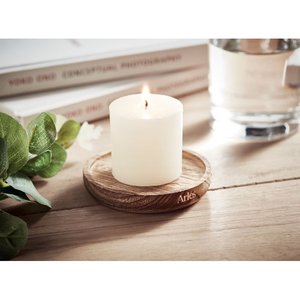 Candle on round wooden base — PENTAS