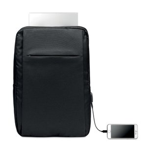 Laptop backpack in 300D RPET — SEOUL - Back View