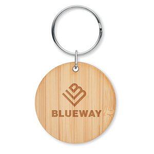Round bamboo key ring